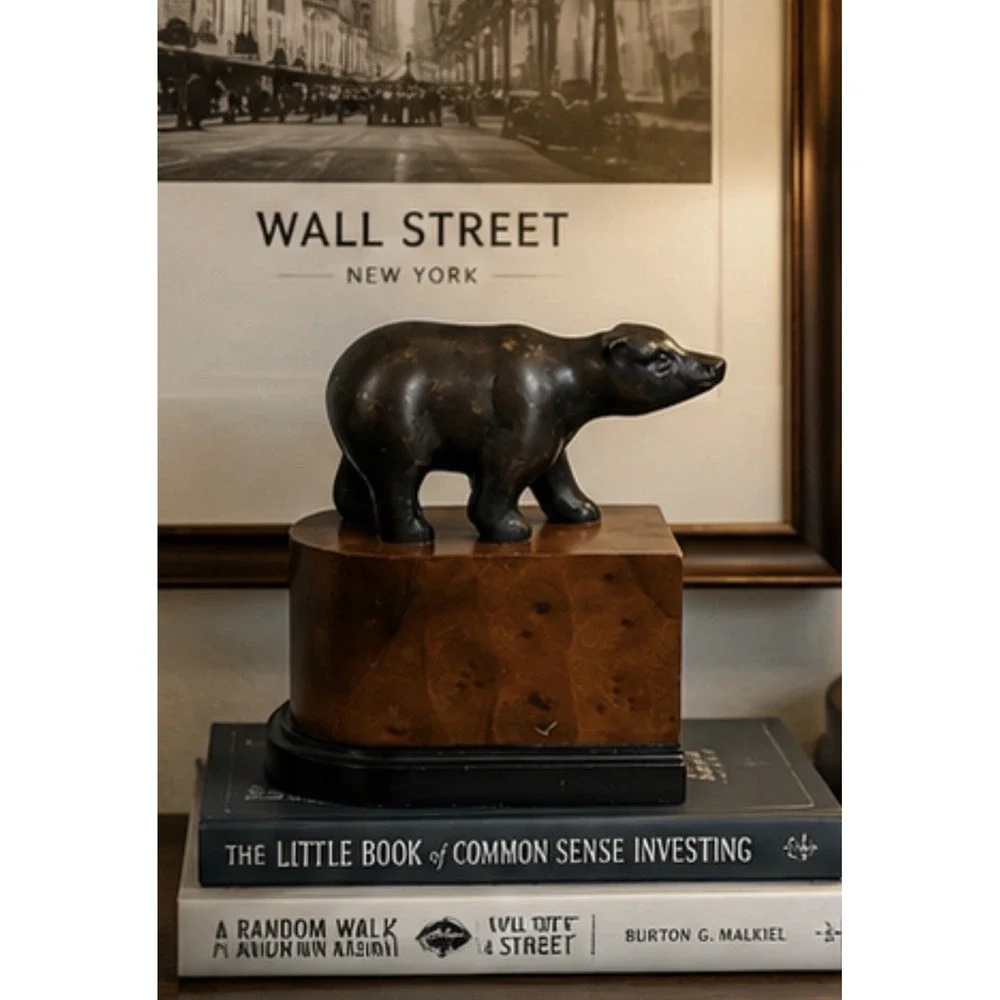 Vintage Wall Street Bookend Financial Market Office Decor Bear Side
